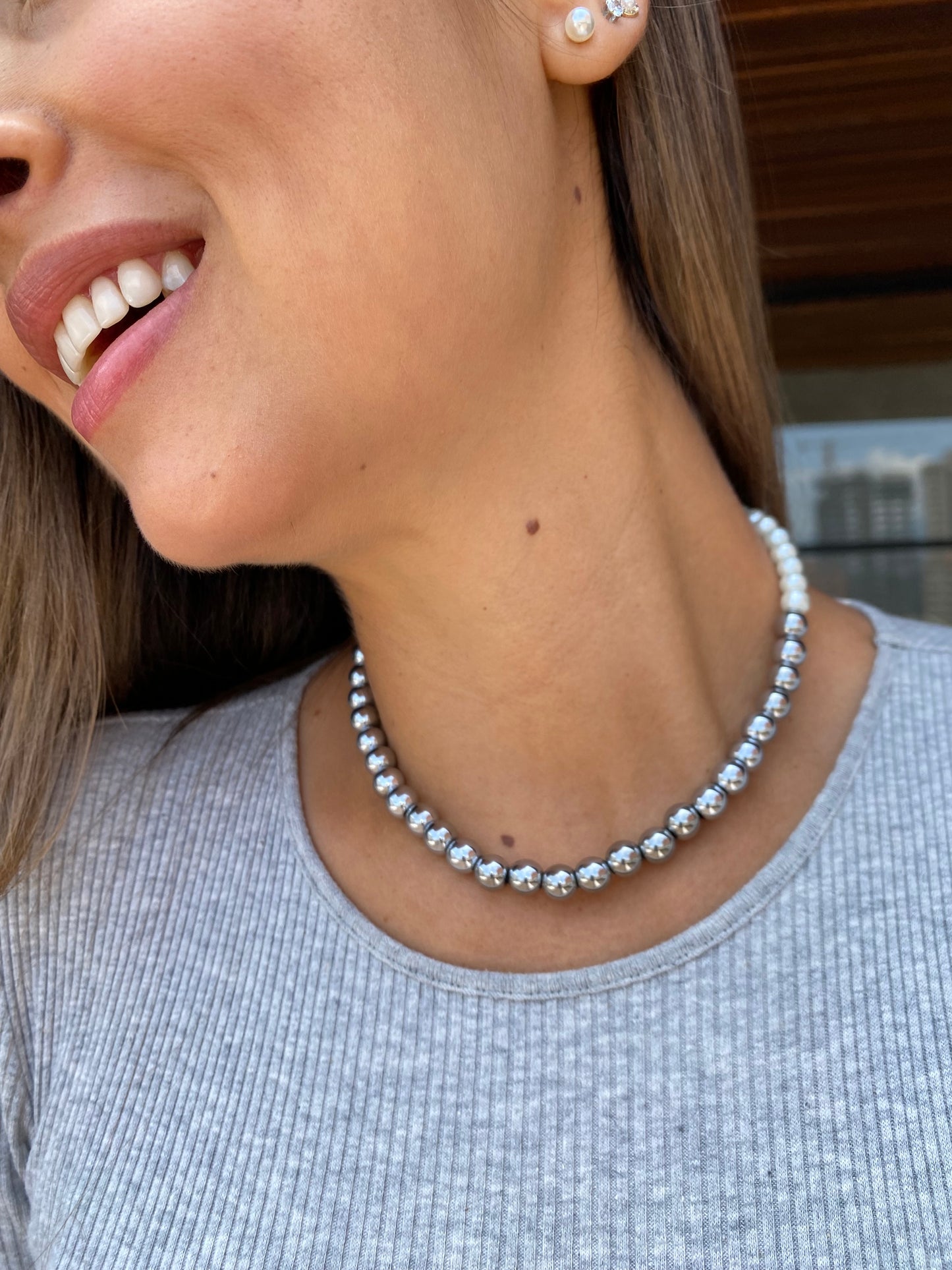 COLLAR SILVER & PEARLS