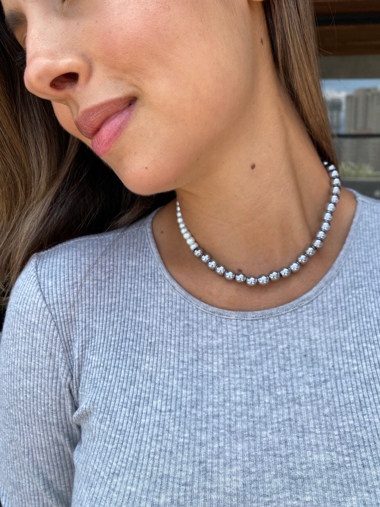 COLLAR SILVER & PEARLS